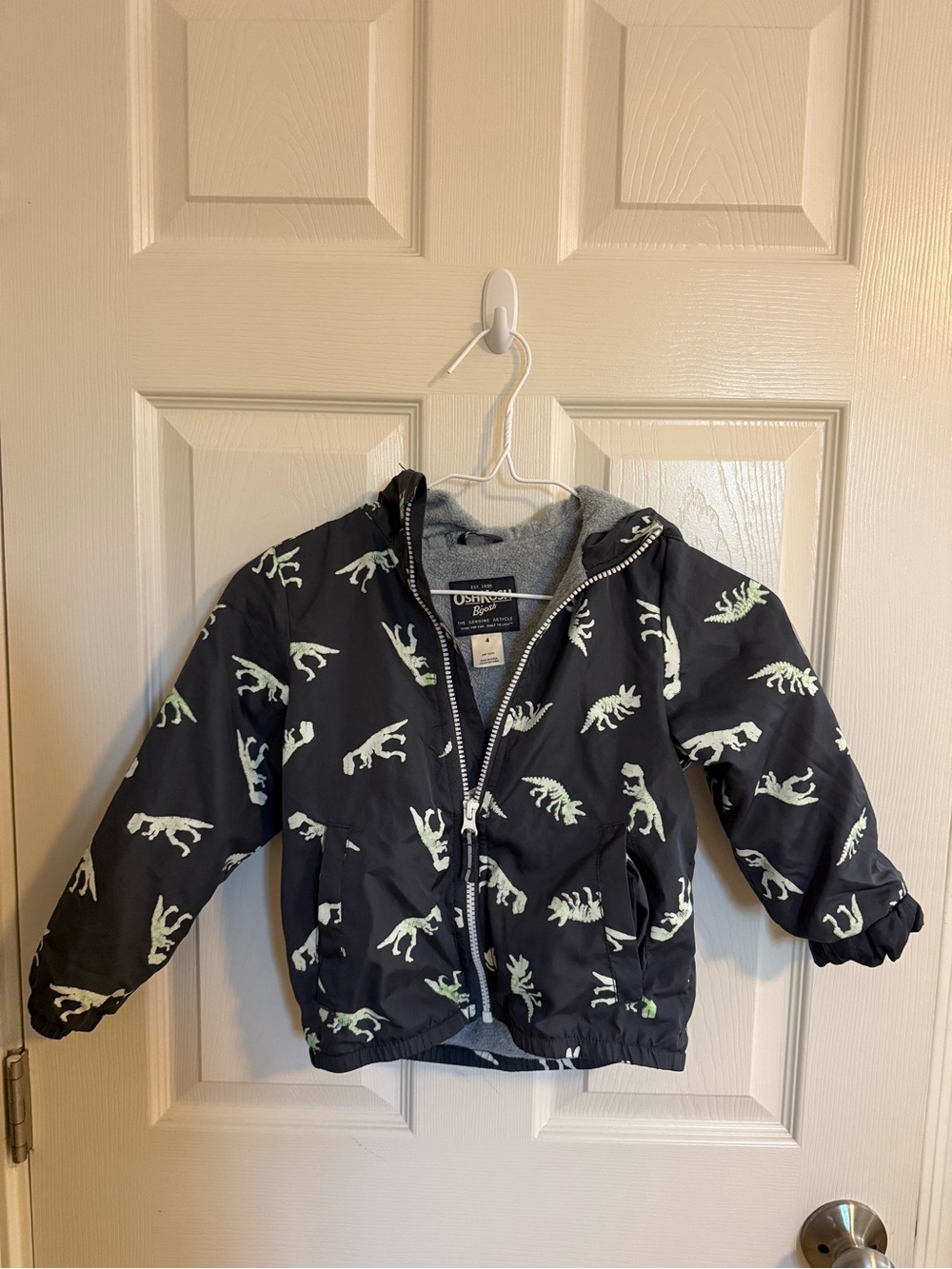 OshKosh B'gosh Navy Jacket with Pale Green Dinosaur Print